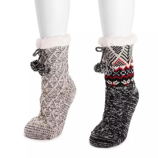 Womens MUK LUKS 2-Pair Tall Pom Cabin Socks Product Image