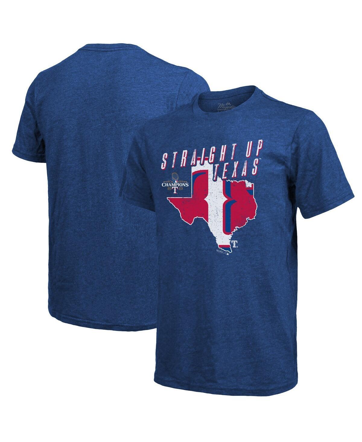 Mens Majestic Threads Royal Texas Rangers 2023 World Series Champions Local State of Mind Tri-Blend T-shirt Product Image