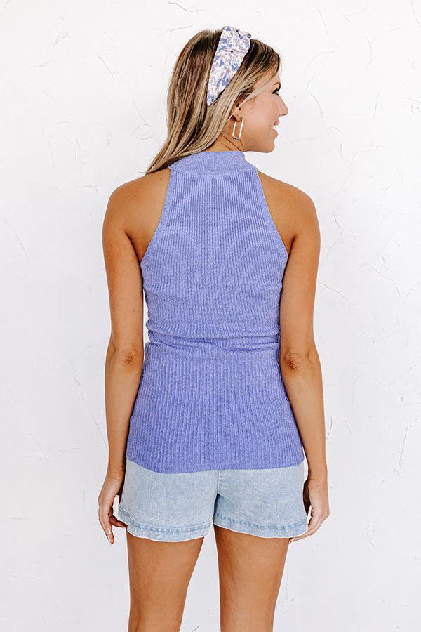 New York Grove Ribbed Top In Periwinkle Product Image