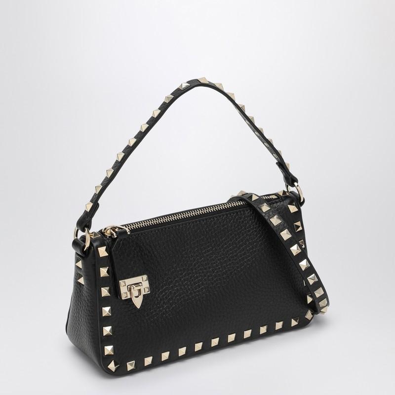 Small Rockstud Leather Shoulder Bag In Black Product Image