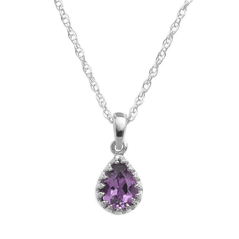 Designs by Gioelli Sterling Silver Amethyst Teardrop Pendant, Womens Purple Product Image