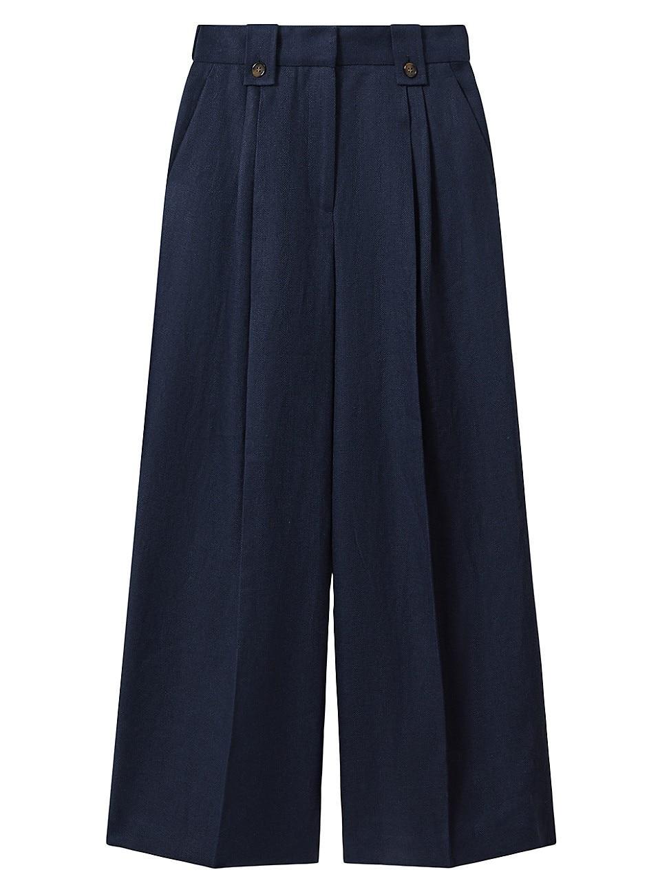 Womens Leila Linen Pleated Wide-Leg Pants Product Image