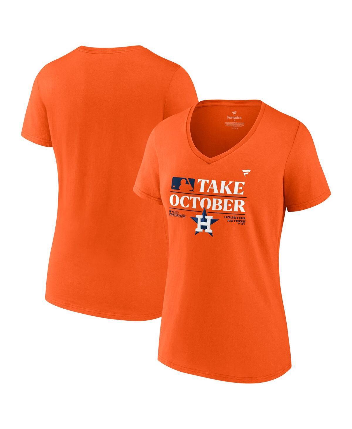 Womens Fanatics Orange Houston Astros 2023 Postseason Locker Room V-Neck T-shirt Product Image