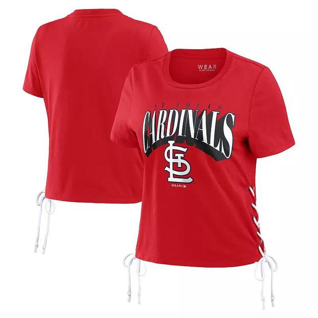 Womens WEAR by Erin Andrews St. Louis Cardinals Side Lace-Up Cropped T-Shirt Product Image