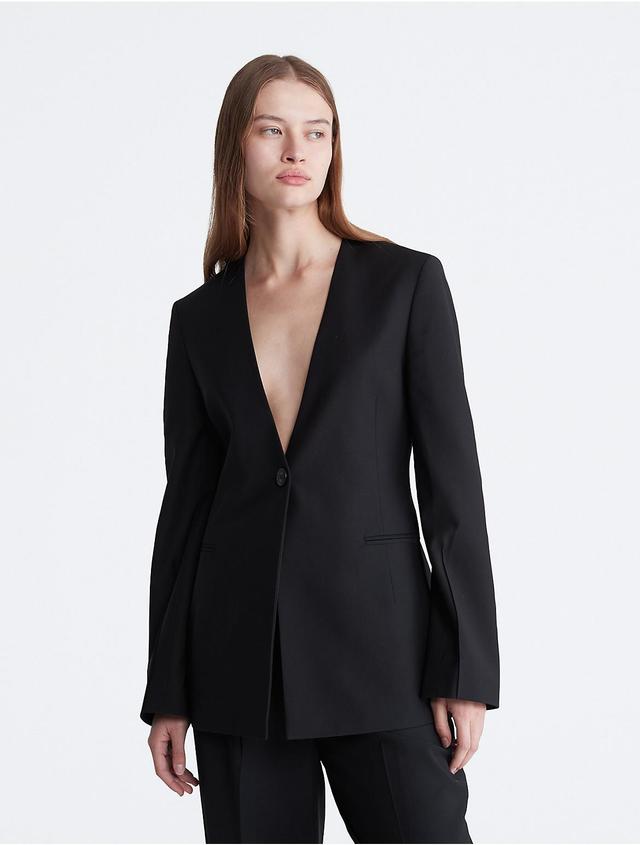 Calvin Klein Womens Tailored Single Button Blazer - Black - XS Product Image