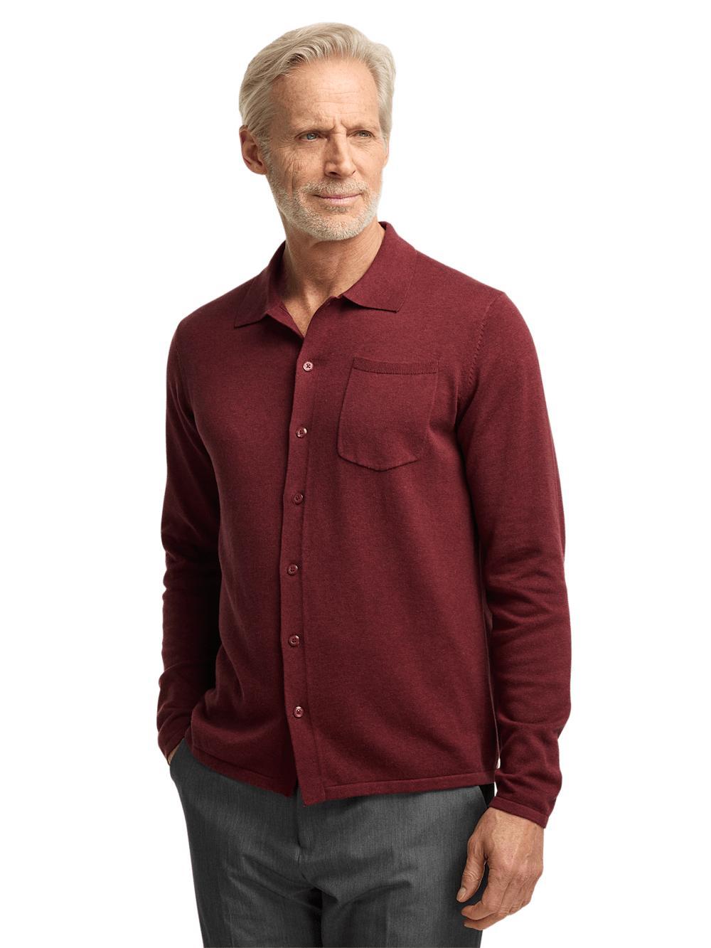 Supima Cotton Button Front Polo - Burgundy Product Image