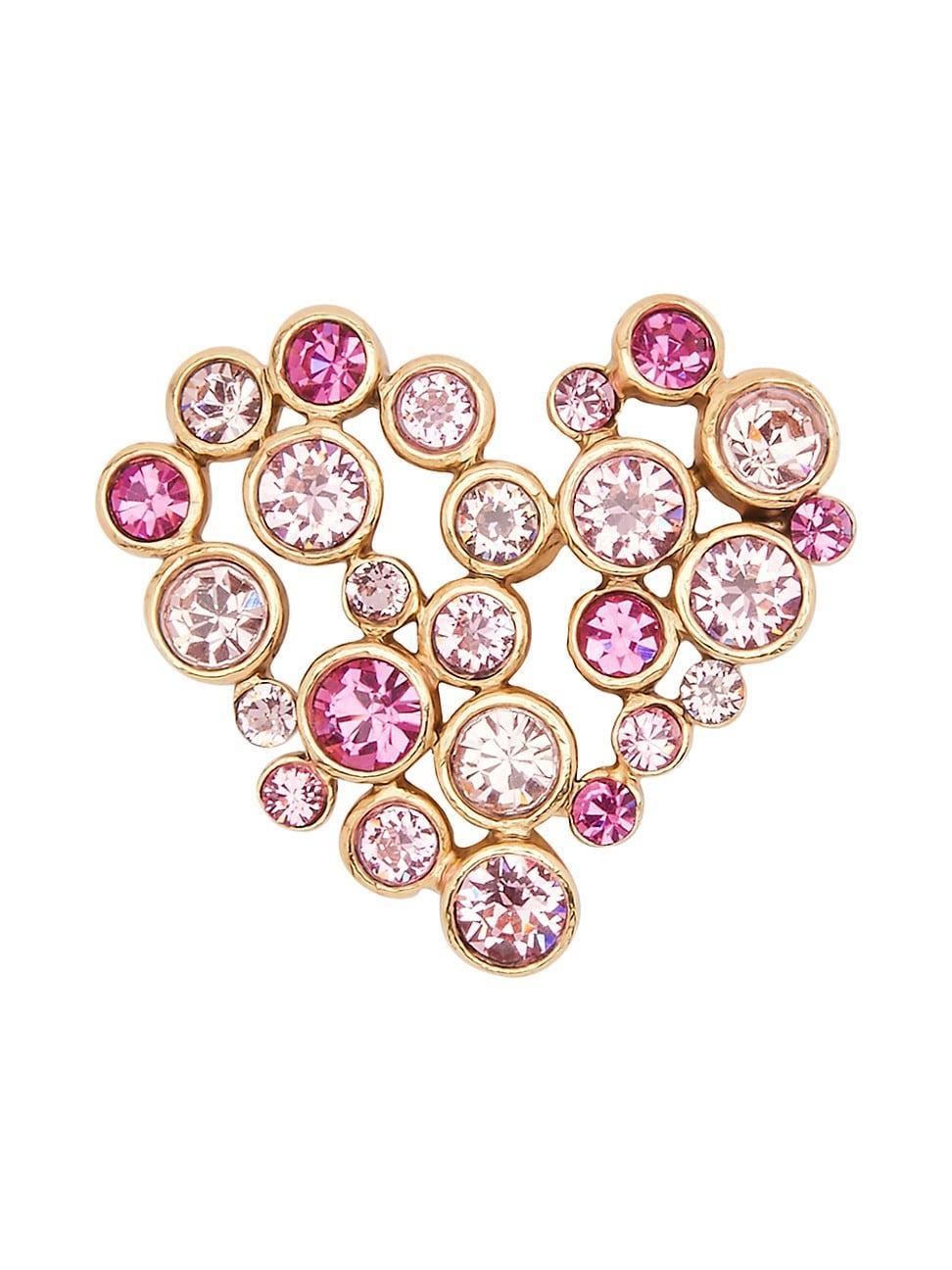 Womens Crystal Heart Goldtone Brooch Product Image