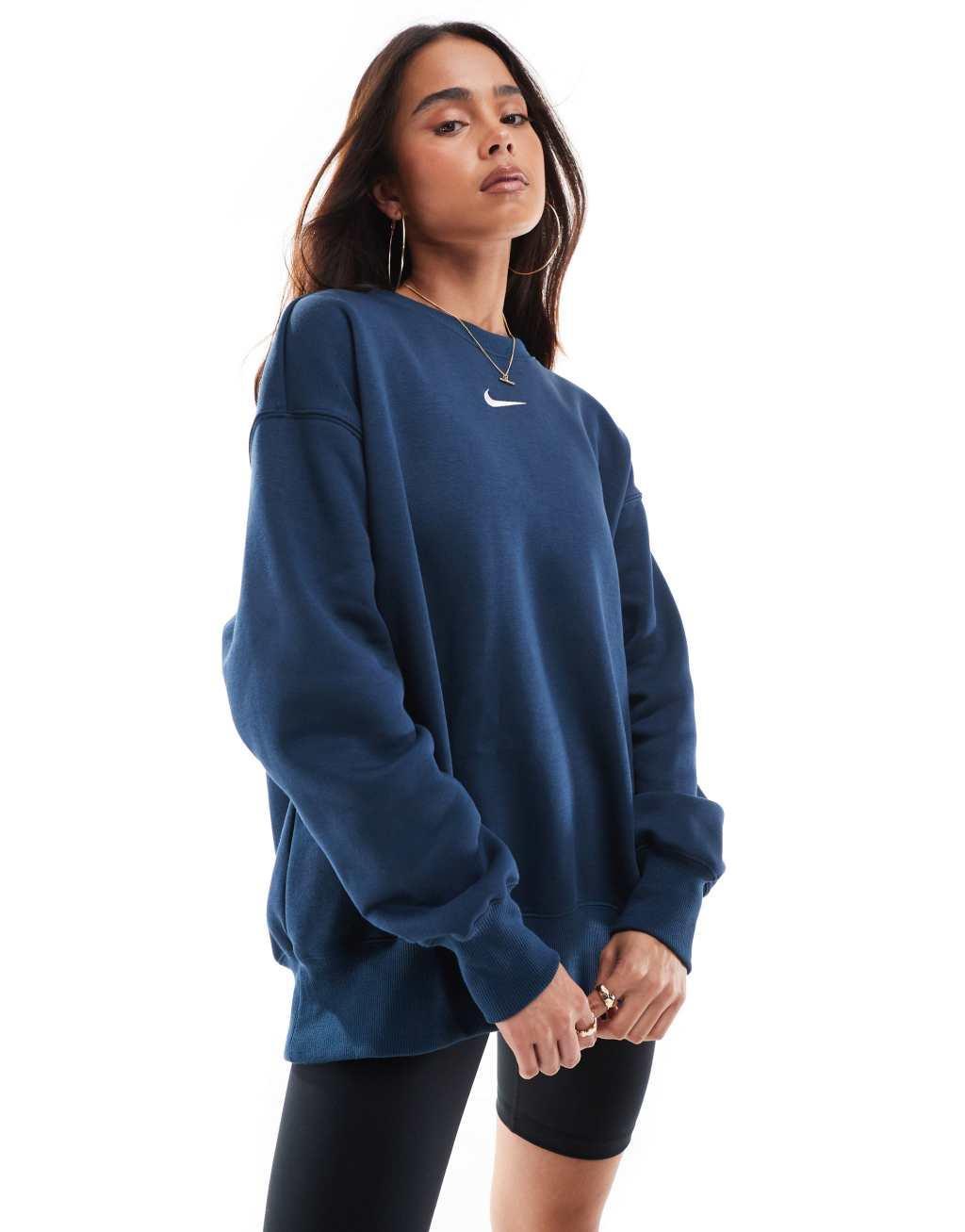 Nike Phoenix Fleece oversized sweatshirt in navy Product Image