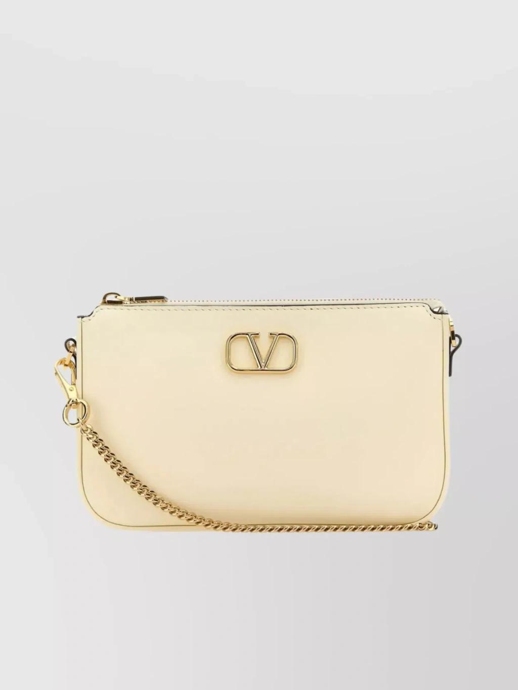 VALENTINO GARAVANI Leather Vlogo Crossbody Bag In White Product Image