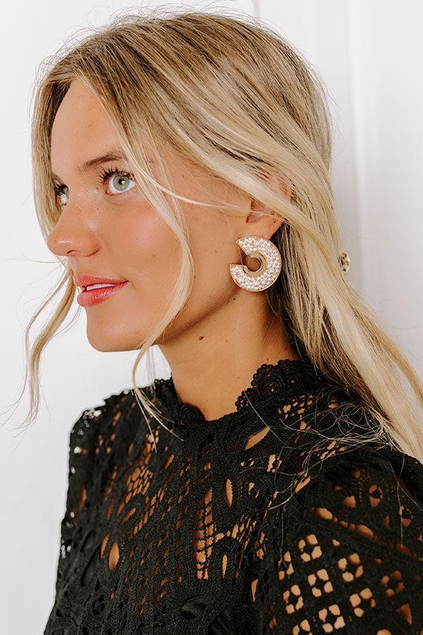 Gala Ready Pearl Embellished Earrings Product Image