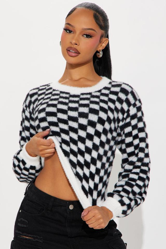 Sara Checkered Sweater - Black/White Product Image