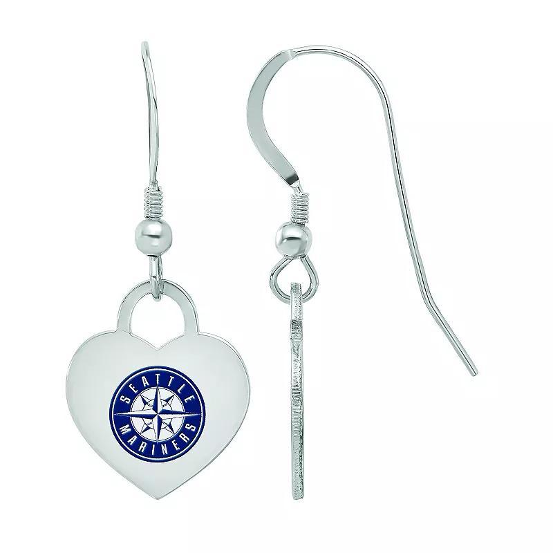 LogoArt Sterling Silver Seattle Mariners Heart Dangle Earrings, Womens Product Image