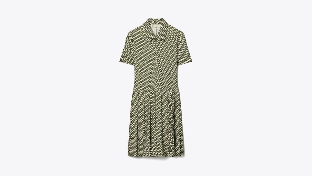 Printed Pleated Zip-Front Golf Dress Product Image