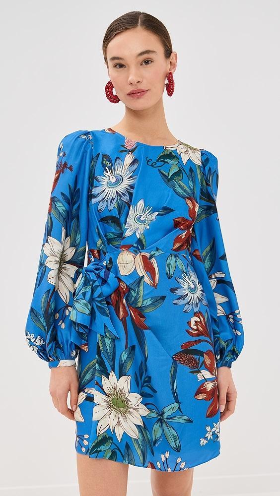 FARM Rio Surreal Flowers Blue Wrap Mini Dress | Shopbop Product Image