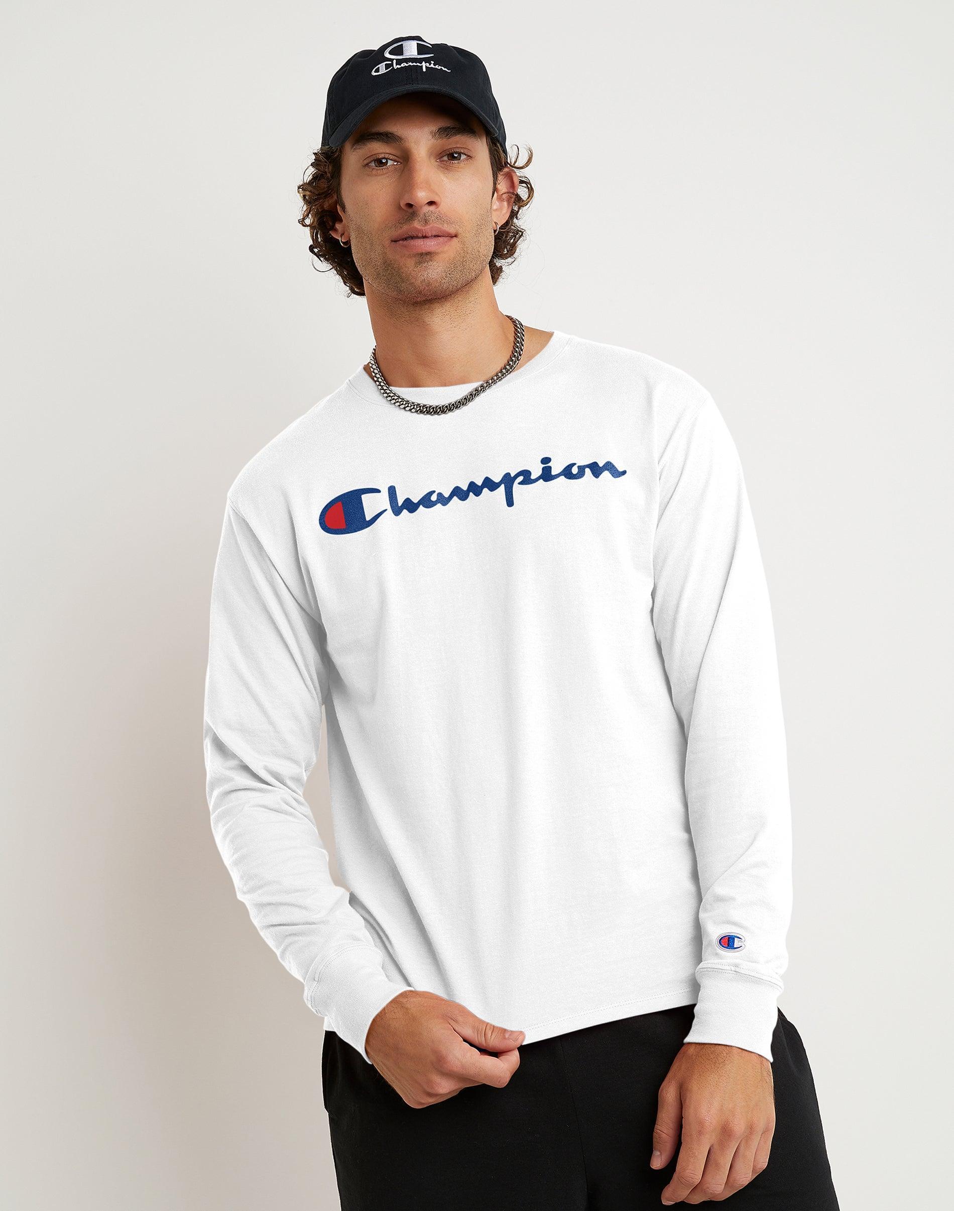 Mens Champion Classic Long Sleeve T-Shirt, Graphic Logo Black XS Product Image