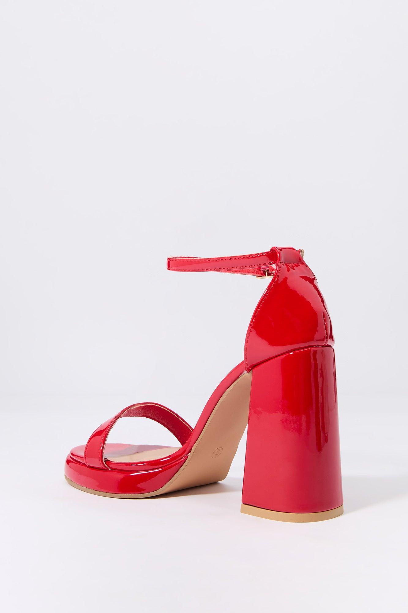 Faux Patent Leather Open Toe Platform Heel Female Product Image