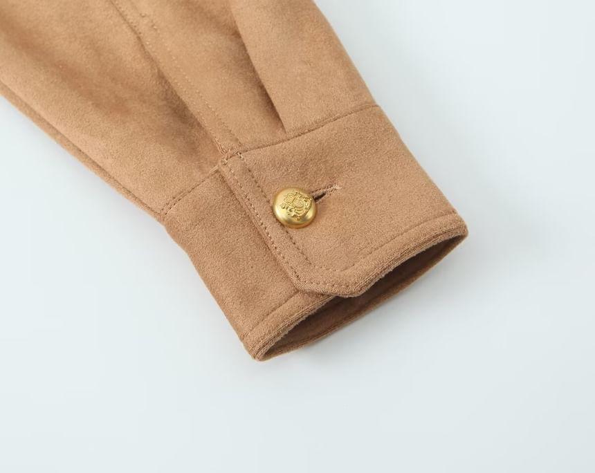 Faux Suede Button-Up Jacket Product Image