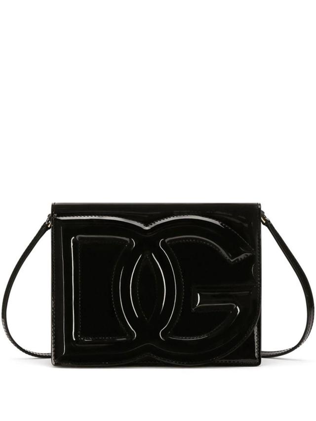 Shoulder Bag In Glossy Calfskin Leather With 'dg' Logo In Black Product Image