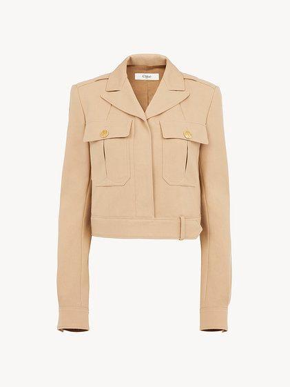 Cropped saharienne jacket in cotton drill Product Image