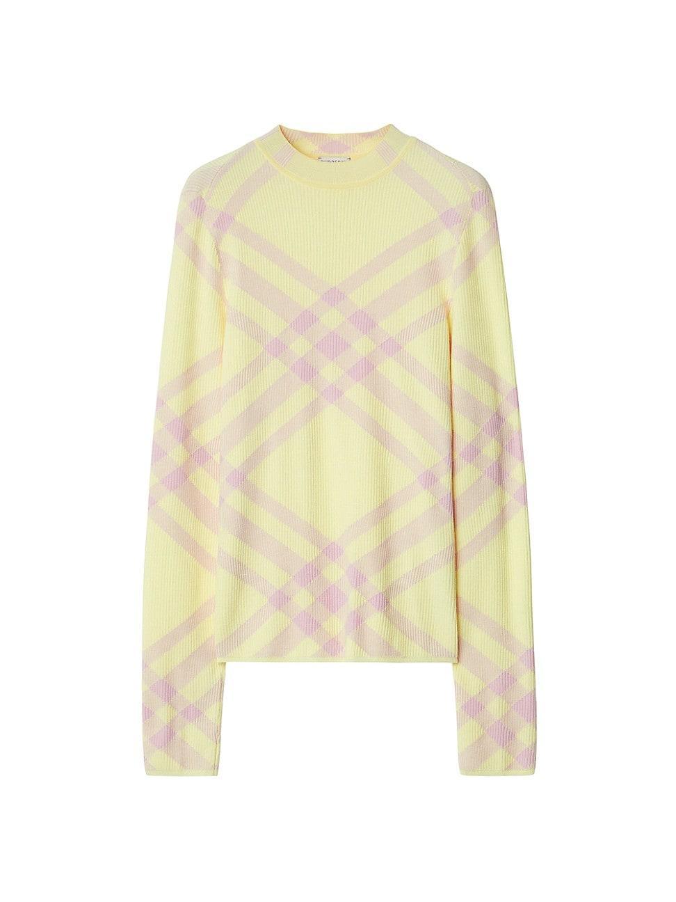 Womens Check Wool-Blend Sweater Product Image