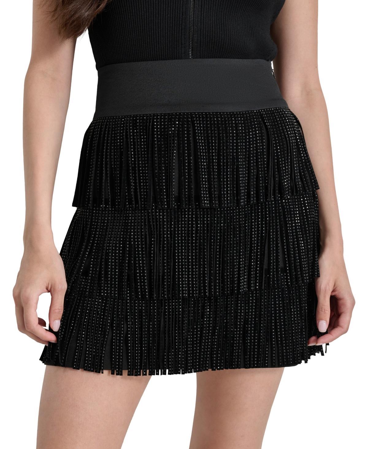 Dkny Womens Studded Fringe Mini Skirt product image