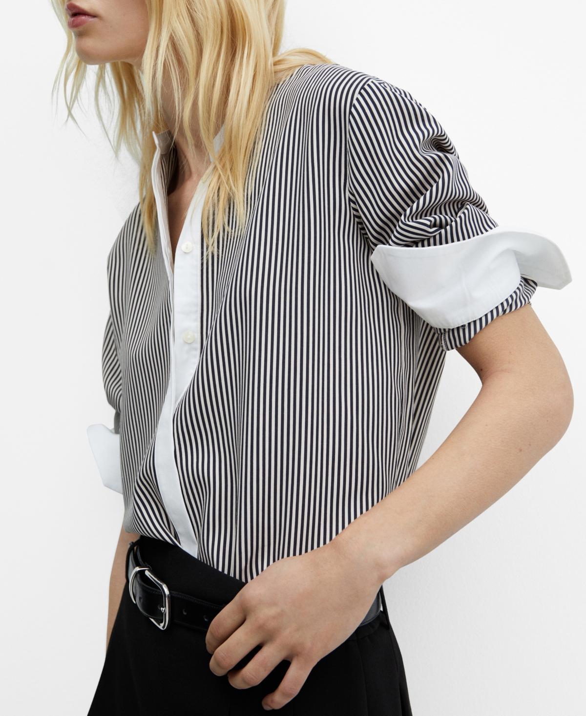 Mango Womens Contrast Striped Shirt Product Image