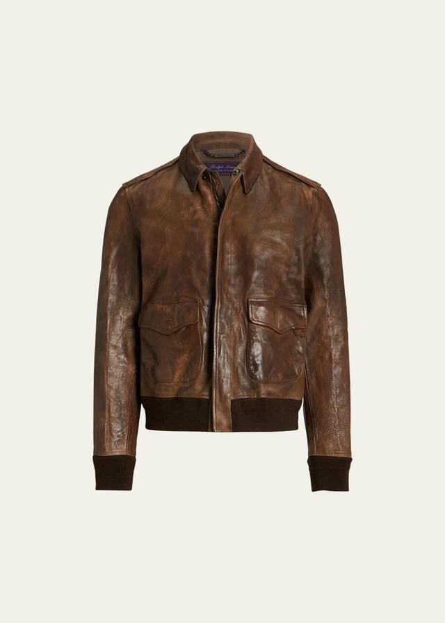 Mens Ridley Leather Bomber Jacket Product Image