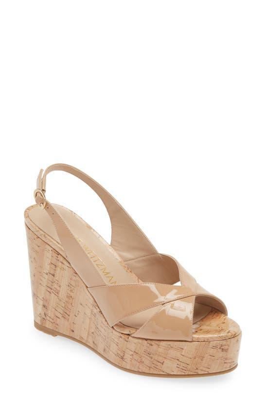 Carmen Patent Slingback Wedge Sandals In Adobe Product Image