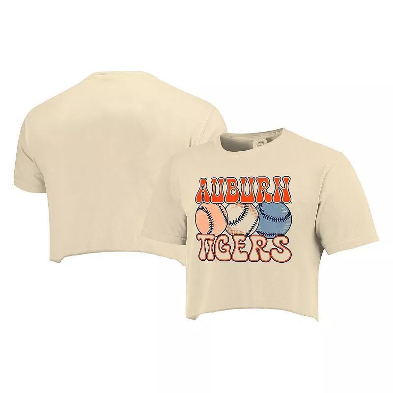 Womens Natural Auburn Tigers Comfort Colors Baseball Cropped T-Shirt Product Image