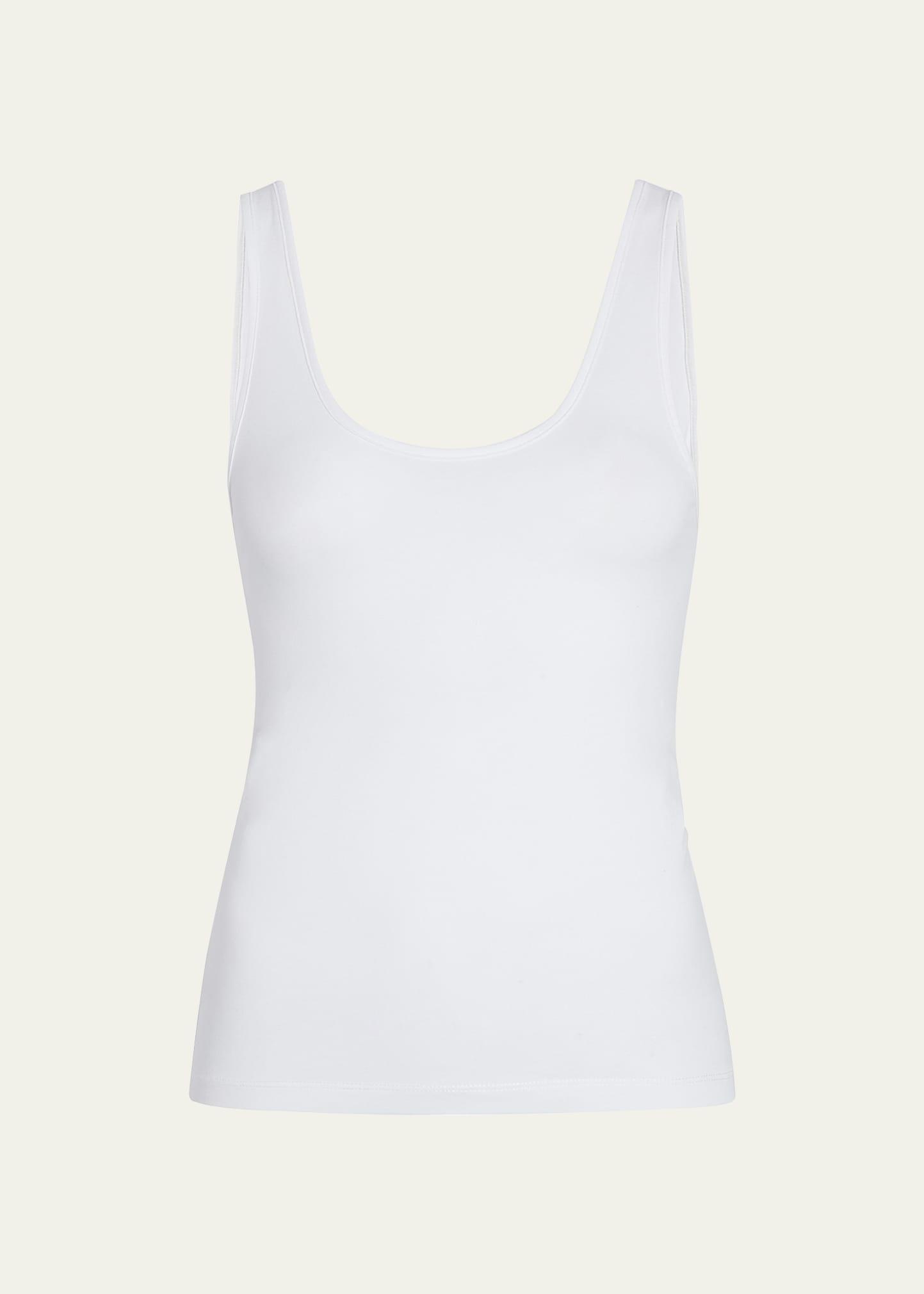 Womens Stretch-Cotton Tank Top - White - Size Large - White - Size Large Product Image