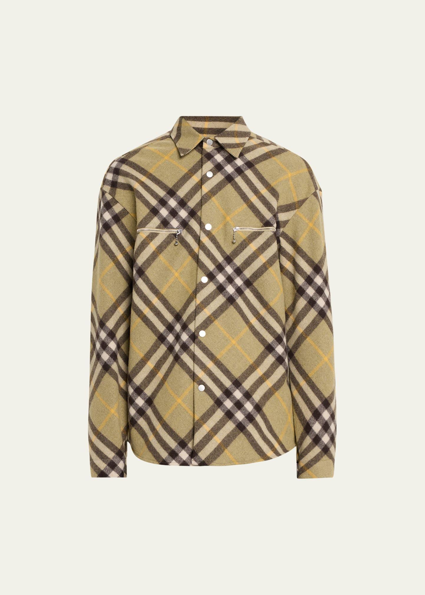 Mens Check Overshirt with Zip Pockets Product Image