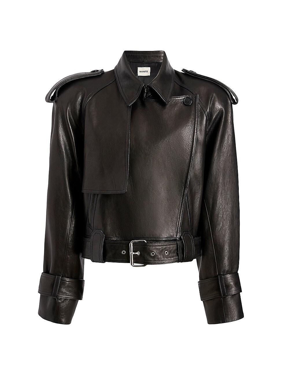 Womens Hammond Belted Leather Jacket Product Image