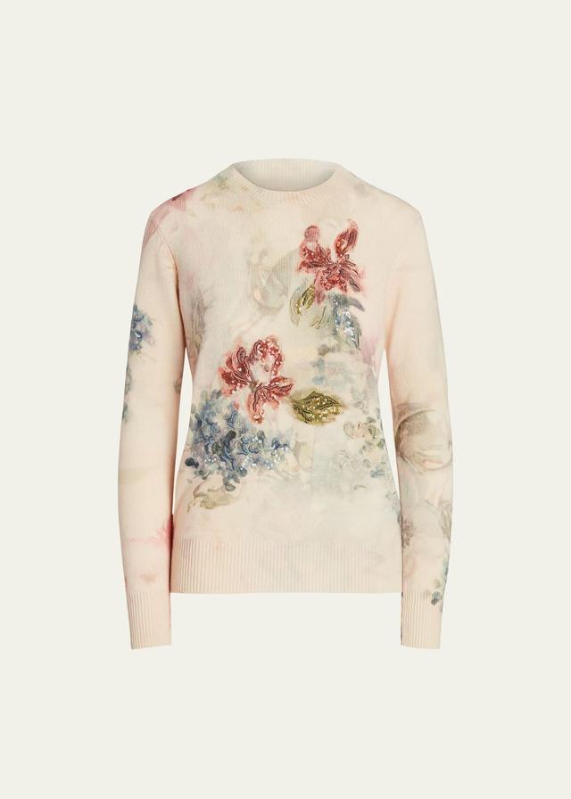 Womens Embellished Cashmere Sweater Product Image