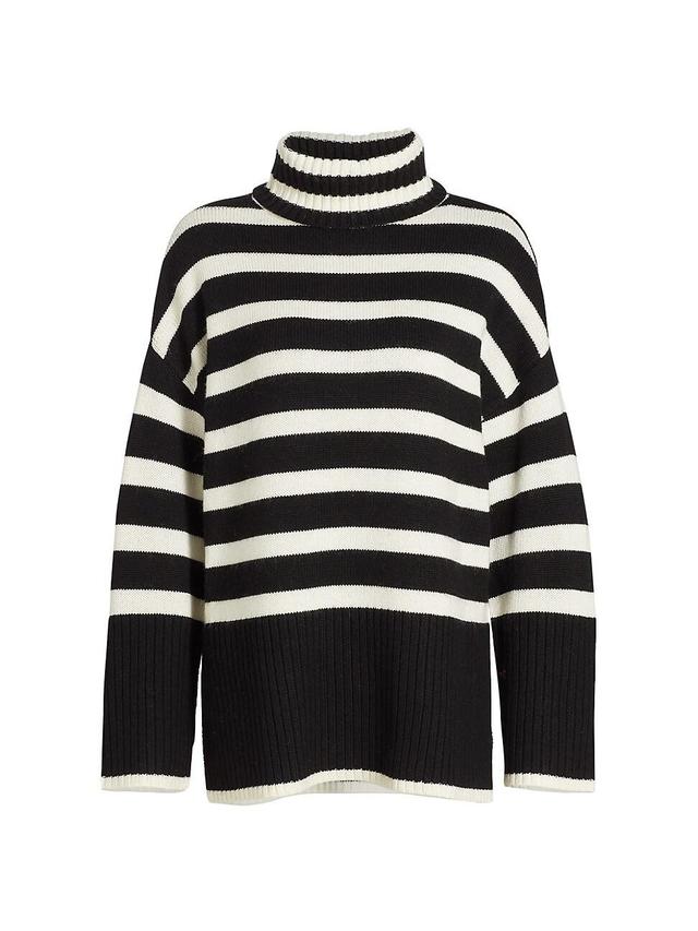 Womens Striped Turtleneck Sweater Product Image
