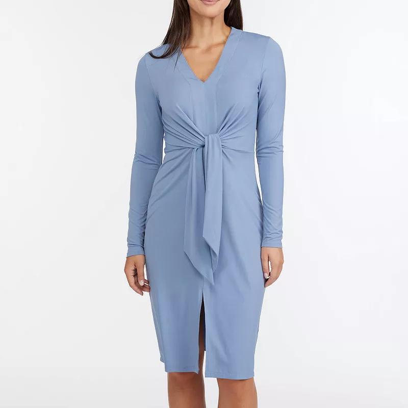 Womens Ellen Tracy V-Neckline Dress With Tie Waist Product Image