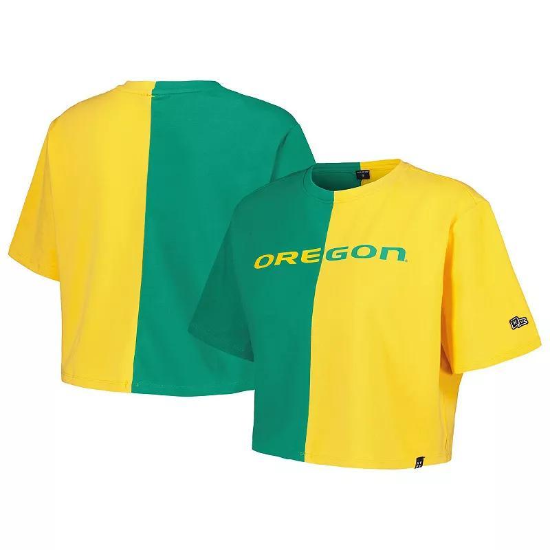 Womens Hype and Vice /Yellow Oregon Ducks Color Block Brandy Cropped T-Shirt Product Image