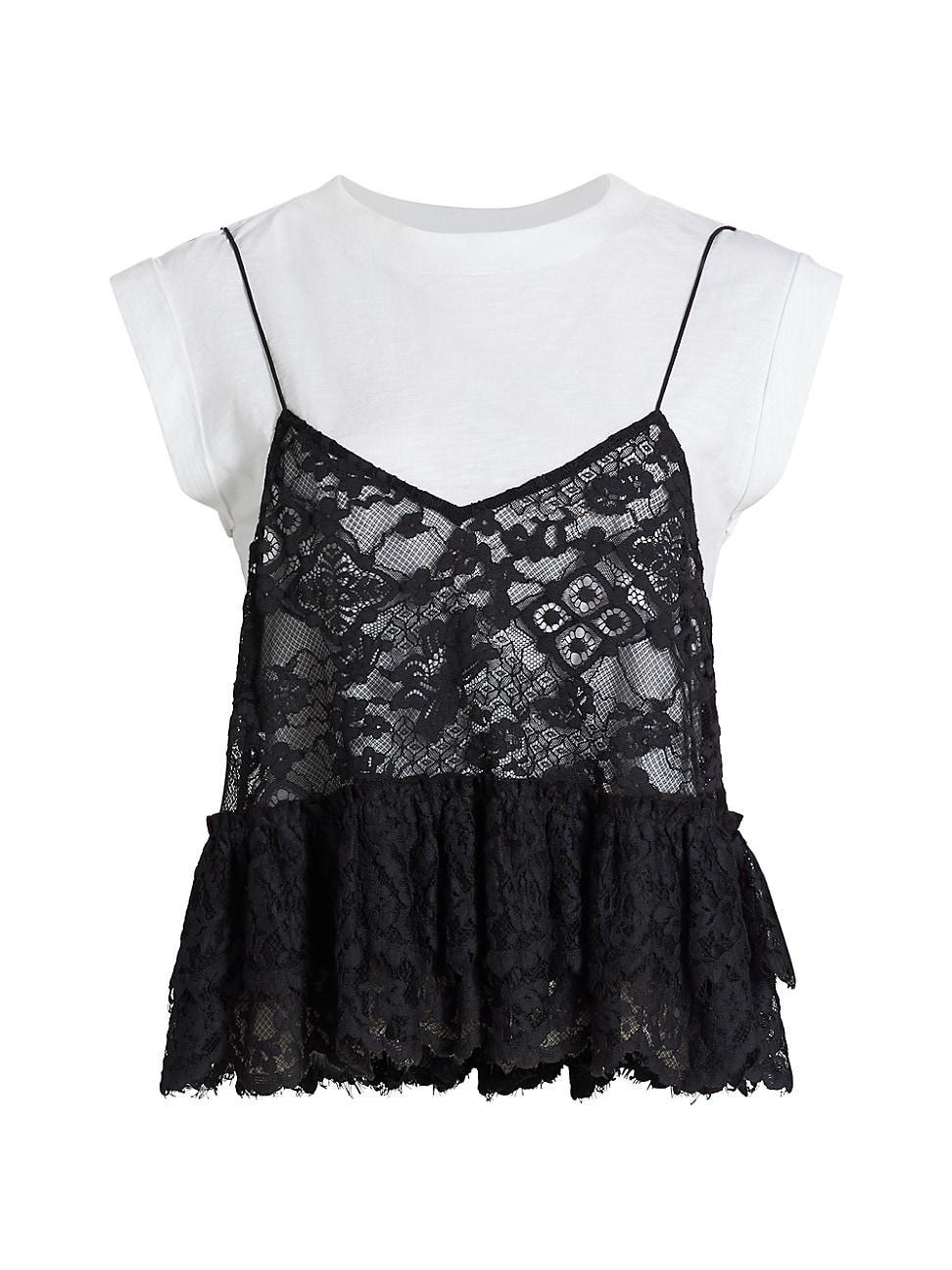 Womens Samantha Lace Cotton T-Shirt Product Image