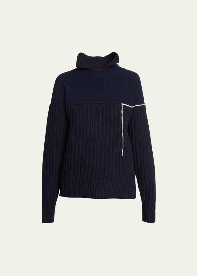 Collared Cable-Knit Wool Sweater Product Image