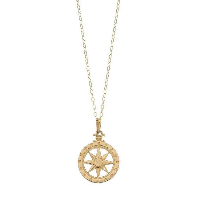 10k Gold Compass Pendant Necklace, Womens Product Image