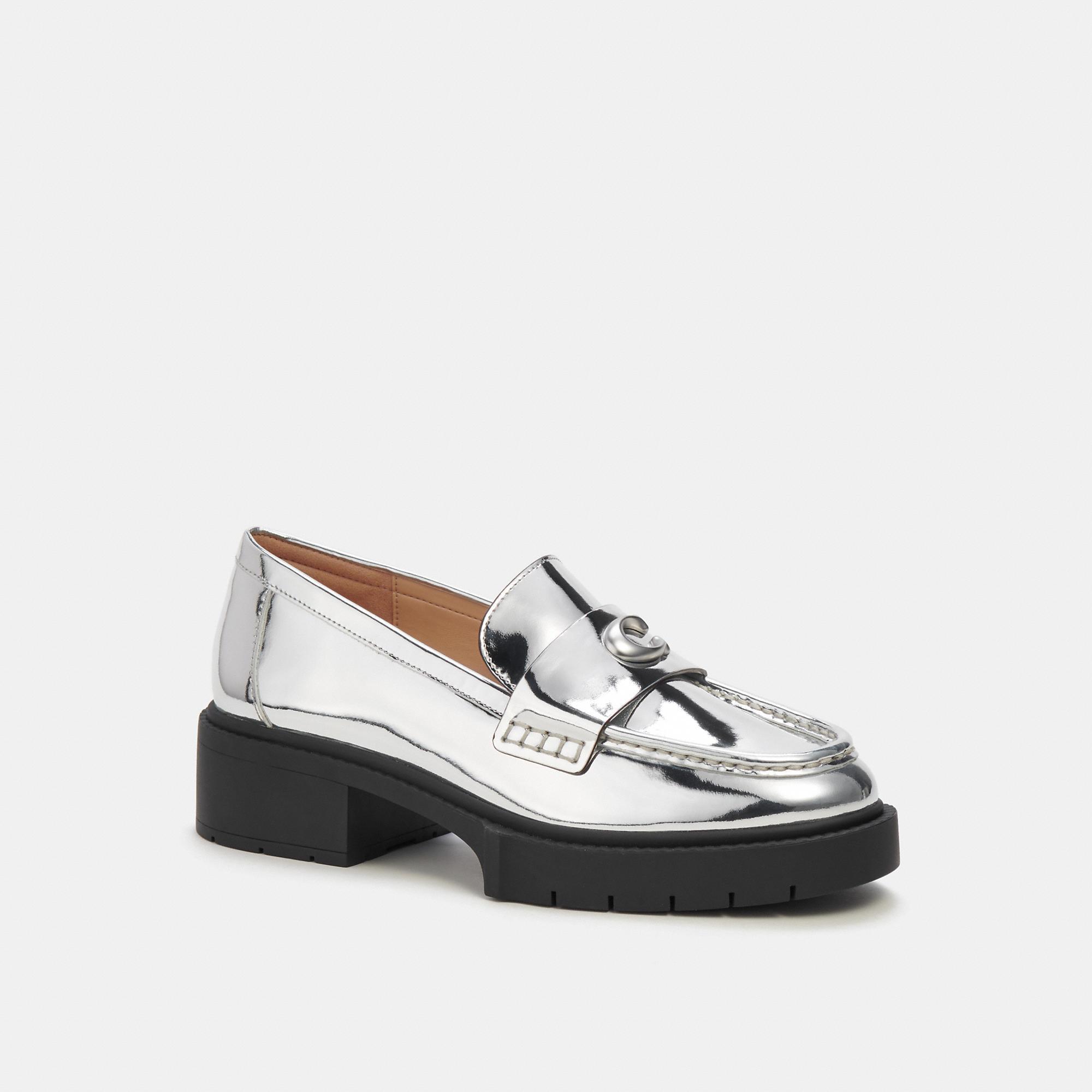 Womens Leah Metallic Leather Loafers Product Image