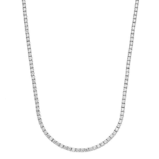 Sterling Silver Cubic Zirconia 3 mm Stone Tennis Necklace, Womens Product Image