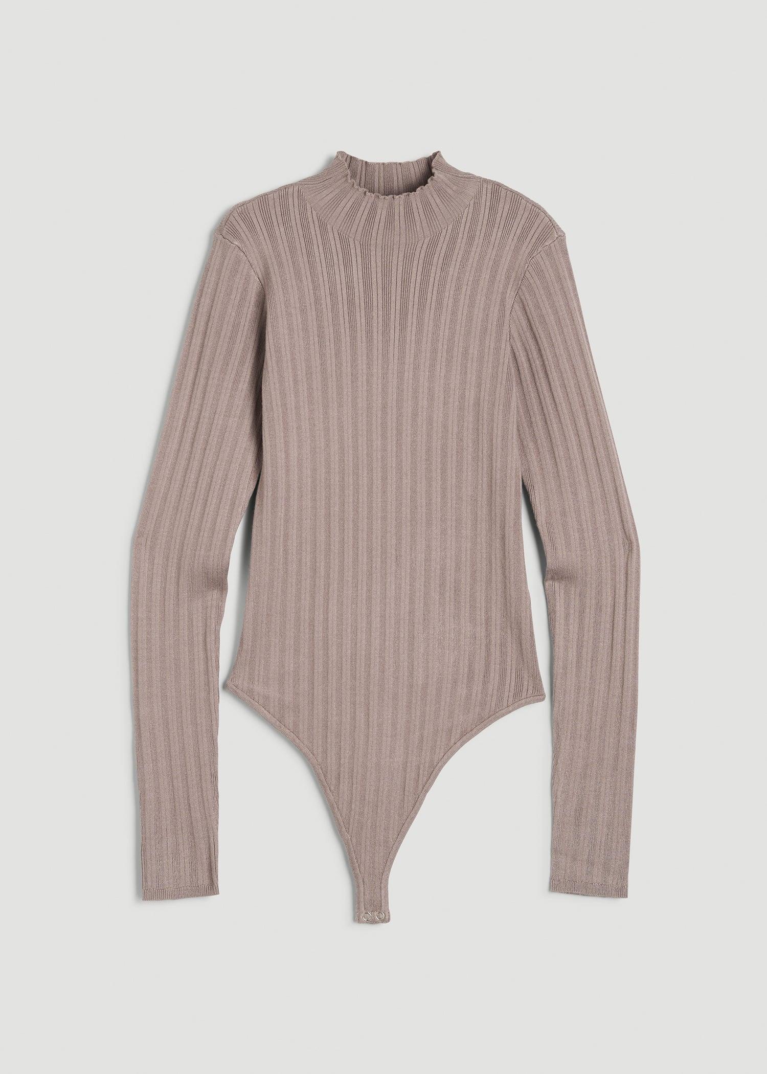 Mock Neck Sweater Bodysuit for Tall Women in Truly Taupe Female Product Image