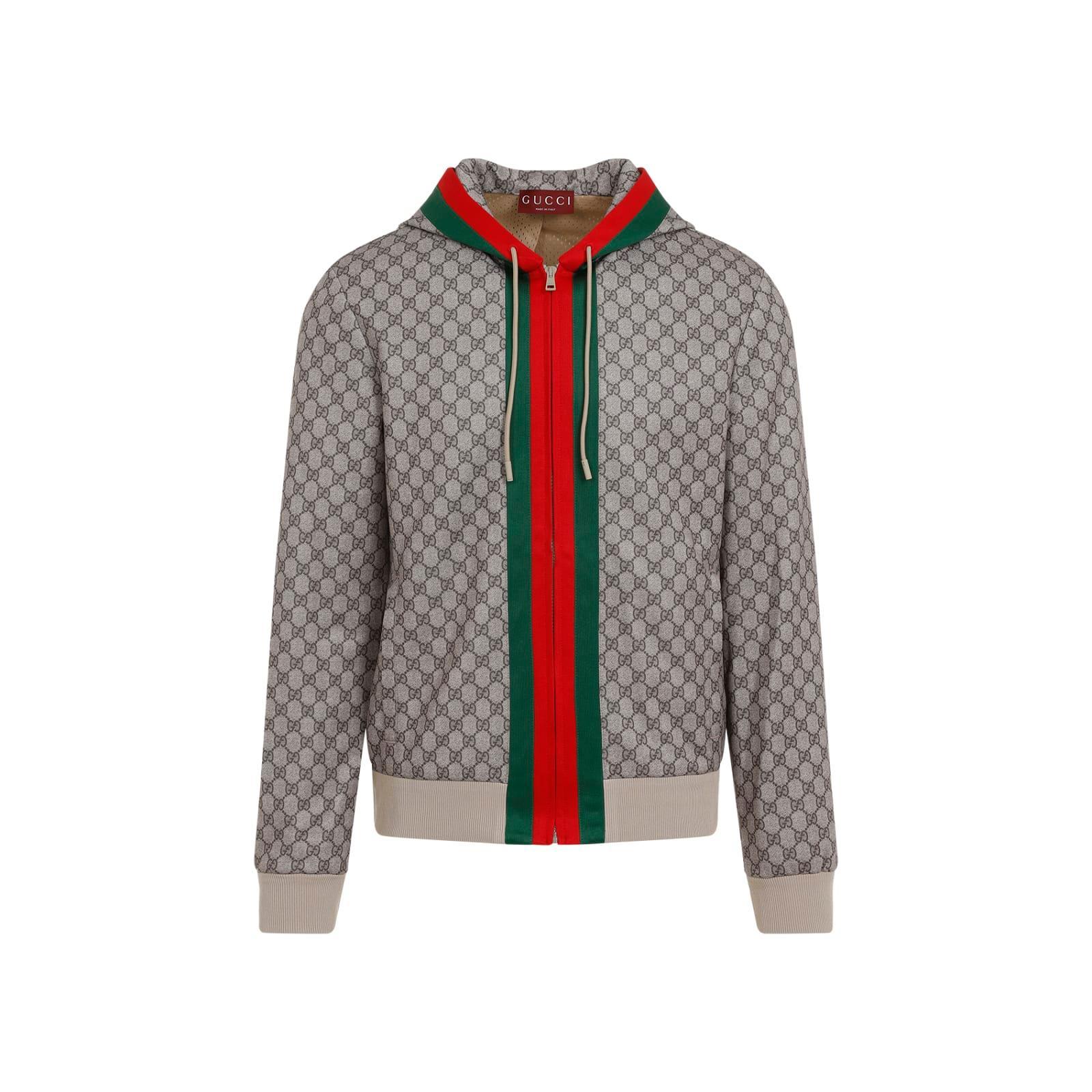 GUCCI Felpa Con Zip Con Stampa Gg In Cream Product Image