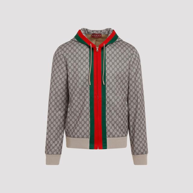 GUCCI Felpa Con Zip Con Stampa Gg In Cream Product Image