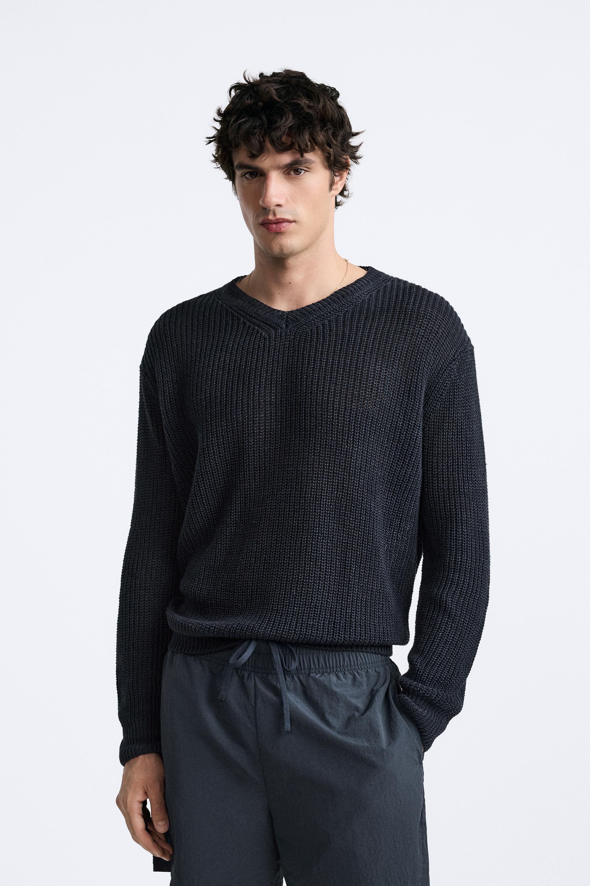 100% LINEN PURL KNIT SWEATER Product Image