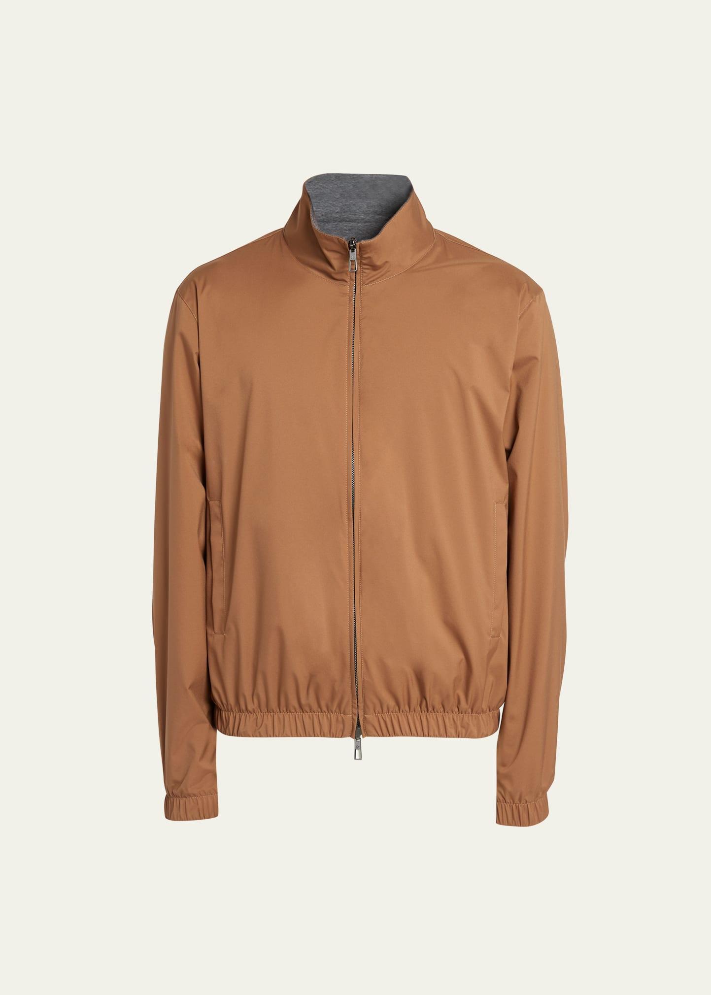 Mens Nylon Zip-Up Bomber Jacket Product Image