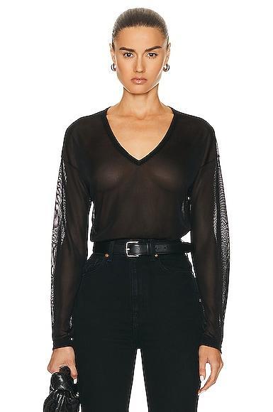 Toteme Semi Sheer Viscose Knit Sweater in Black - Black. Size S (also in M). Product Image