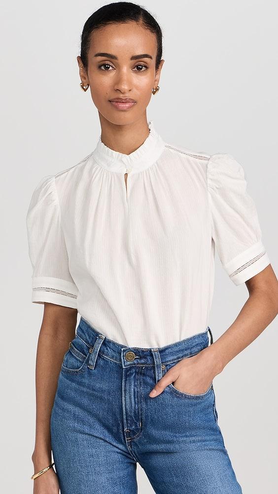 FRAME Ruffle Collar Inset Lace Top | Shopbop Product Image