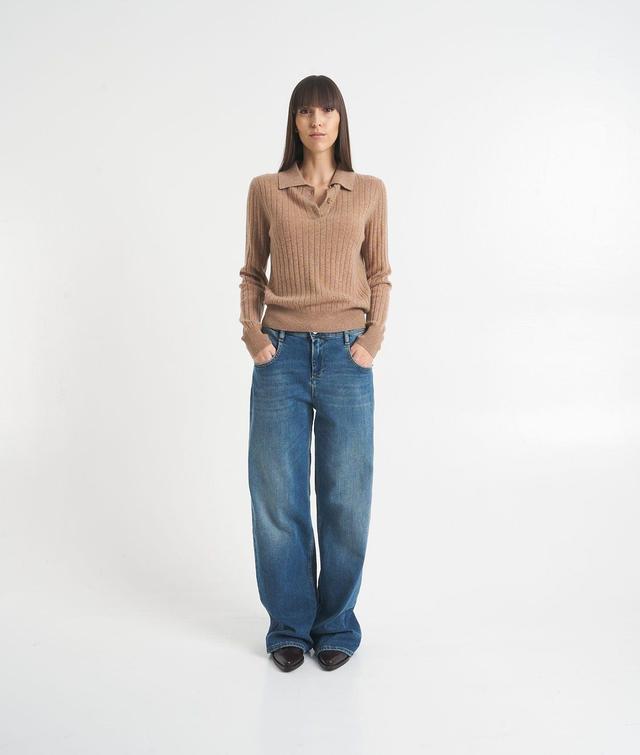 Knit pullover with polo collar in cashmere Product Image