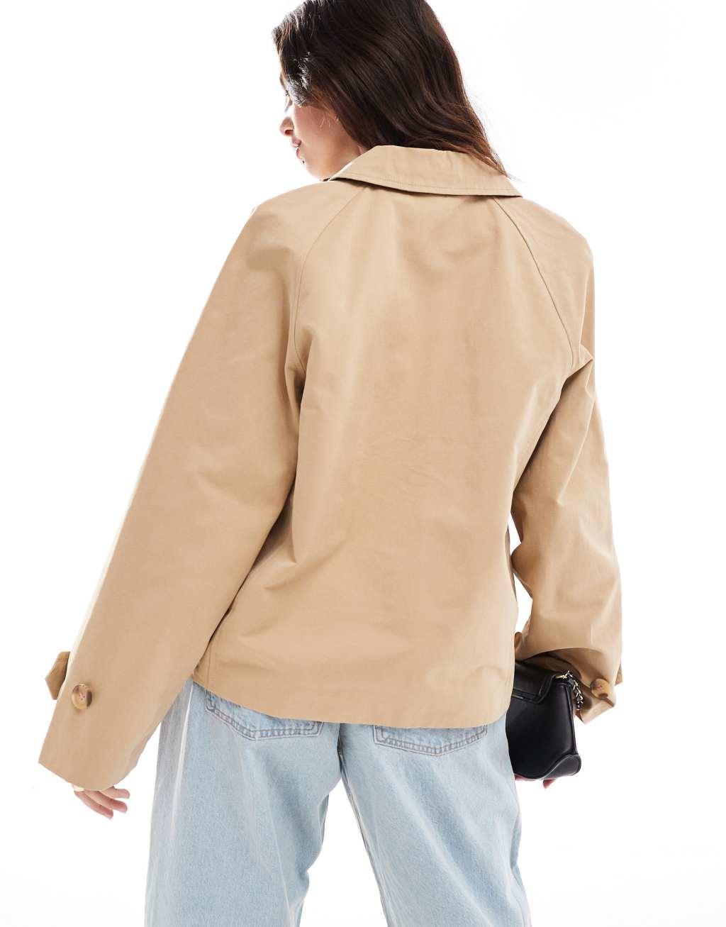 JDY short trench coat in beige Product Image